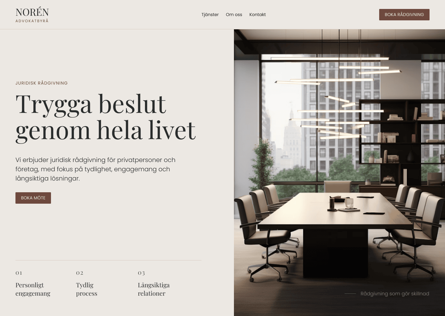 Webbdesignkoncept för Norén Advokatbyrå